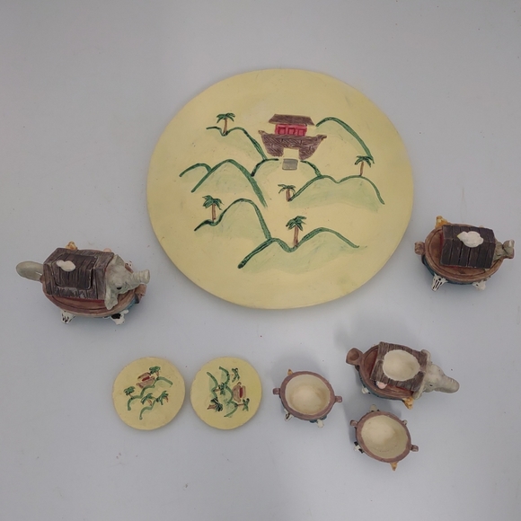 NOAH'S ARK  Mini Tea Set Miniature 10 Pieces Youngs, Inc. 1995 Vintage Elephants - Picture 5 of 6